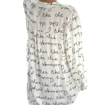 Mados Sexy Lady Laišką Print Long Sleeve V-Kaklo Atsitiktinis Laisvi Marškinėliai Marškinėliai Viršų