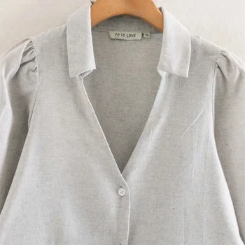 Zatrf moterų 2019 naujas V-kaklo, reljefiniai ilgomis rankovėmis ilgai laisvi marškinėliai prancūzijos slim laminuota apdailos ilgi marškinėliai 07521137809
