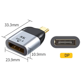 Naujas Nešiojamas USB C Tipo su Displayport 8K 60HZ Konverteris Adapteris, skirtas 