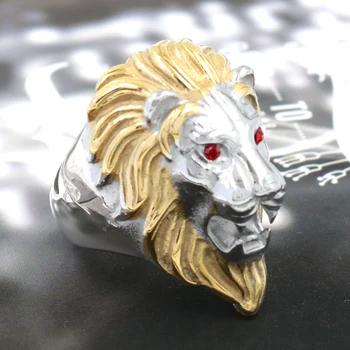 Naujas Mados Aukštos Kokybės Gyvūnų akmens žiedas Vyrų Liūtas Žiedai, Nerūdijančio Plieno, Rock, Punk Žiedai Vyrų, Moterų Liūto galvą, Aukso Papuošalai