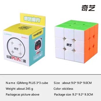 QiYi QiMeng Plius 3x3 90mm Stickerless Magic Cube Didelis 3x3x3speed kubo 9cm antistress kubeliai Mokymosi Švietimo Puzzle Kubeliai Žaislai