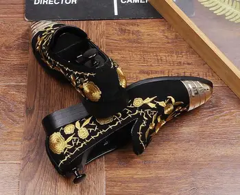 Naujas Dizaineris Vyrų mados Metalo galvos siuvinėjimo butai, Batai Loafer Vyriška Šalis vestuvių batai mokasinai Sapato Socialinės Masculino