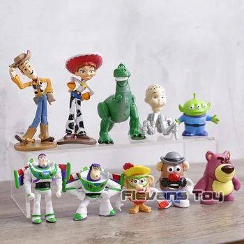 Toy Story Woody Buzz Lightyear Jessie Rex J. Bulvių Galvą Svetimų Lotso Mini PVC Duomenys, Žaislų, Vaikai, Vaikams, Dovanų 10vnt/set