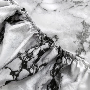 Klasikinių Juodos ir Baltos spalvos Marmuro Modelis Lovatiesė Dulkių Dangtelį Čiužinių Protector Įrengtas Lapas Lova Padengti Užvalkalas Namų Tekstilės
