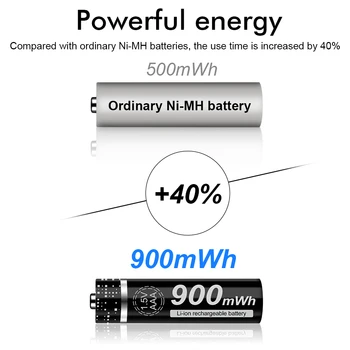1,5 V AAA tipo Akumuliatorius 900mWh 1,5 V Li-ion įkraunamos AAA baterijos, nuotolinio valdymo žaislas šviesos baterijos AAA 1,5 V
