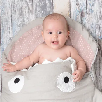 Šiltas Medvilnės Baby Suvystyti miegmaišį Voko Formos Saugus Elastinga Kūdikiams Įvairių spalvų Antklodės Animacinių filmų Ryklys Žaislai Naujagimiams