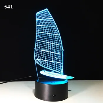 Naujas Smart Home 3d Spalvinga naktinė lempa burlaivis Gimtadienio stalinės Lempos Šviesos Nuotolinio Valdymo Platforma, Led Stalo Lempa