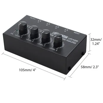 PROZOR 4 Kanalų Ausinių Audio Stereo Stiprintuvo Ultra-kompaktiškas Stiprintuvas AMP Su 6.35 mm iki 3,5 mm Adapteris 1/4