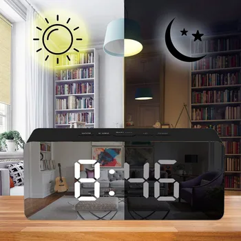 Kūrybinių Mados, Aukštos Kokybės LED Skaitmeninis Laikrodis-Žadintuvas Naktį Šviesos Termometro Ekranas Veidrodis Lempos Karšto