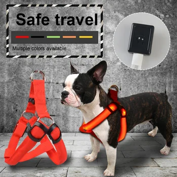 Pet Saugos LED Pajungti Šuns Pavadėlio Lyno Diržo-USB Įkrovimo Šviesos Traukos Virvės Mirksi Panaudoti Šunų Apykaklės Liemenė Naminių Reikmenys