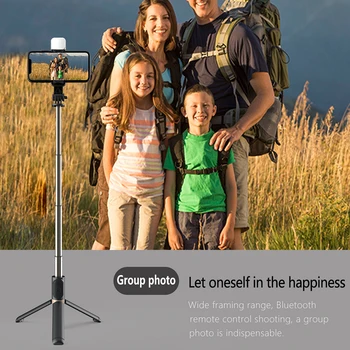 Q03S Aliuminio Ištraukiamas Selfie Stick Trikojo su Bluetooth Nuotolinio Užpildyti Šviesos Sulankstomas Bluetooth Mini Selfiestick