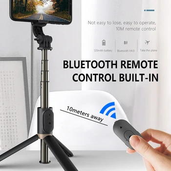 Q03S Aliuminio Ištraukiamas Selfie Stick Trikojo su Bluetooth Nuotolinio Užpildyti Šviesos Sulankstomas Bluetooth Mini Selfiestick