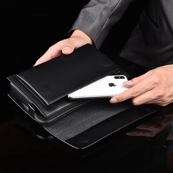 Naujas Dizainas Vyrų Anti-theft ilgai piniginės safty užraktas rankinėje verslo rankinės Vyrams PU odos koduojama spyna Sankabos iPad Mini Krepšys
