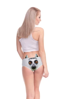 Pilka Lemur 3D Mielas Spausdinti Ausis Moterų Apatinius, Įdomių Kelnaitės Lady Karšto Seksualus Moterų apatinis Trikotažas Dirželius Trumpikės
