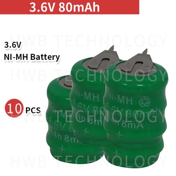 10 VNT./daug Originalių Naujus KX 3,6 V 80mAh Ni-MH Mygtuką Ląstelių Baterija Ni-MH Akumuliatoriai Su Kaiščiais Nemokamas Pristatymas