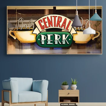 Central Perk Kavinė Drobės Tapybos Draugai, TV Rodo, Plakatų ir grafikos Sienos paveiksl Cuadros už Kambarį Dekoro be Rėmelio