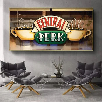 Central Perk Kavinė Drobės Tapybos Draugai, TV Rodo, Plakatų ir grafikos Sienos paveiksl Cuadros už Kambarį Dekoro be Rėmelio