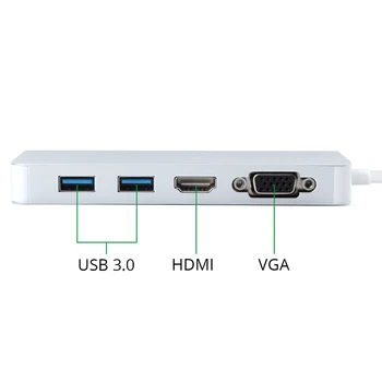 USB C Dual 3.0 HDMI suderinamus VGA, RJ45 C Tipo PD TF Konverteris Naujas MacBook air Pro 13 