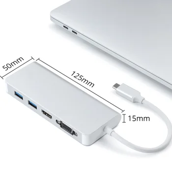 USB C Dual 3.0 HDMI suderinamus VGA, RJ45 C Tipo PD TF Konverteris Naujas MacBook air Pro 13 