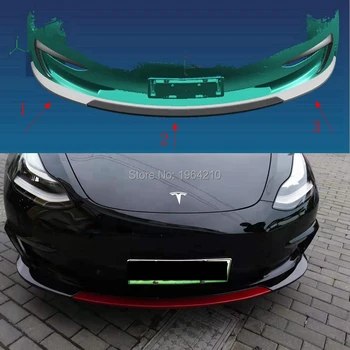 Už Tesla Model 3 2017 2018 2019 2020 ABS Priekinis Buferis Buferiai, Difuzorius Raštas Bamperis Guard Slydimo Plokštė Bamperis Apima 3Pcs
