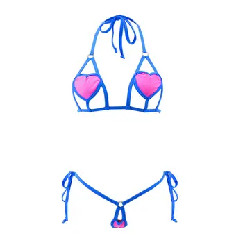 Ekstremalių Bikini Rožinių Širdies Aprėptis G String Pusėje Kaklaraištis Apačioje Seksuali Maža Mini Micro Bikini Paplūdimys Glamour Rauginimo Per Biquini