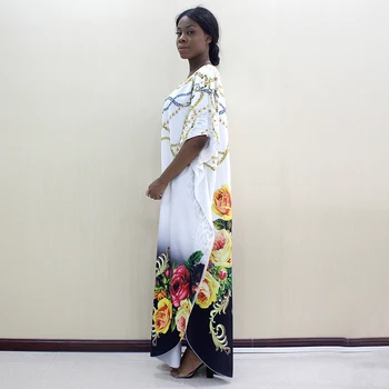2019 Naujausias Atvykusiems Mados Dizaino Dashikiage Gėlės Ir Papuošalai Modelio Spausdinimo Juodos Spalvos Trumpomis Rankovėmis Plius Dydis Suknelės Moterims